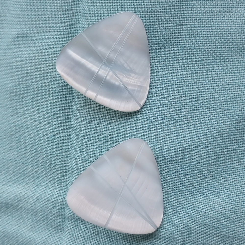 Natural seashell etched died light blue geometric post earrings